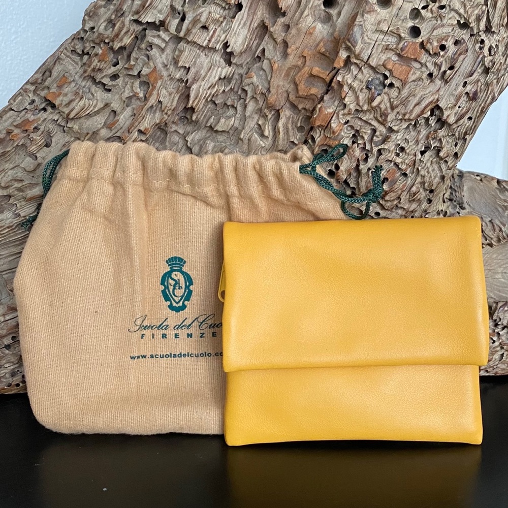 Italian Leather Wallet in Yellow and Green